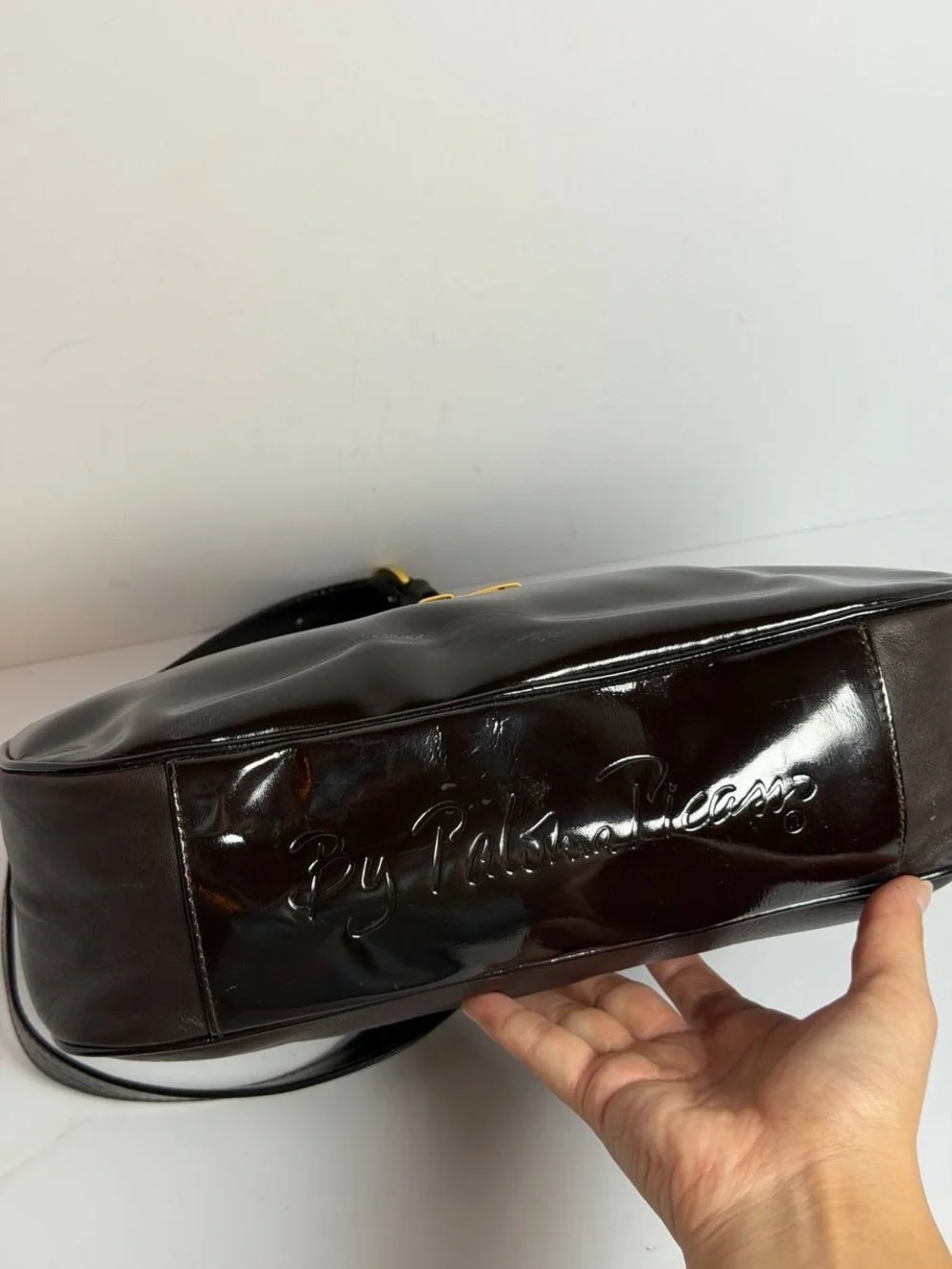Paloma Picasso X Logo Dark Brown Leather Shoulder Bag